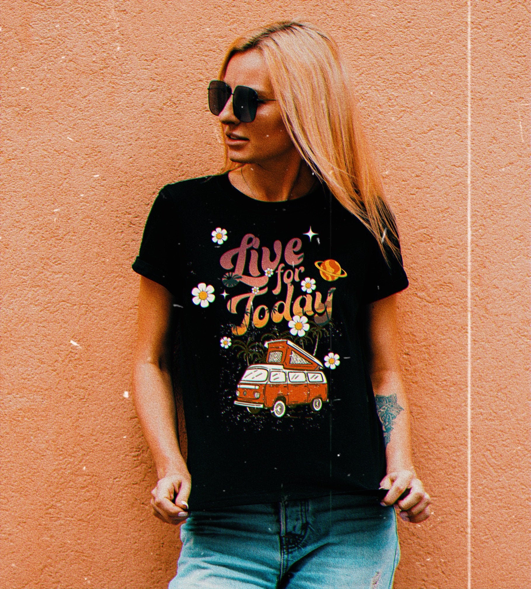 Live For Today Ladies 70s 80s Vintage Retro Unisex T-Shirt Live For Today Ladies 70s 80s Vintage Retro Unisex T-Shirt
