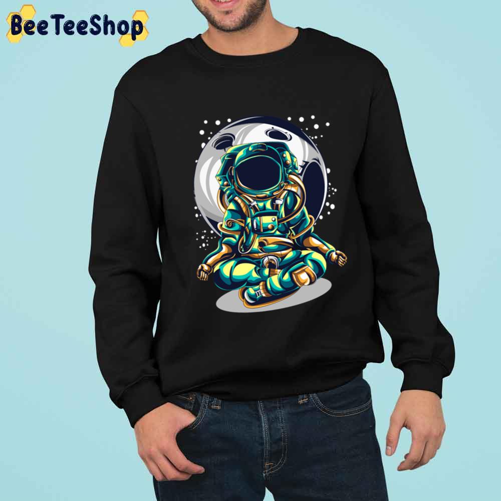 Moon Astronaut Sitting In Yoga Child Pose Unisex T-Shirt Moon Astronaut Sitting In Yoga Child Pose Unisex T-Shirt