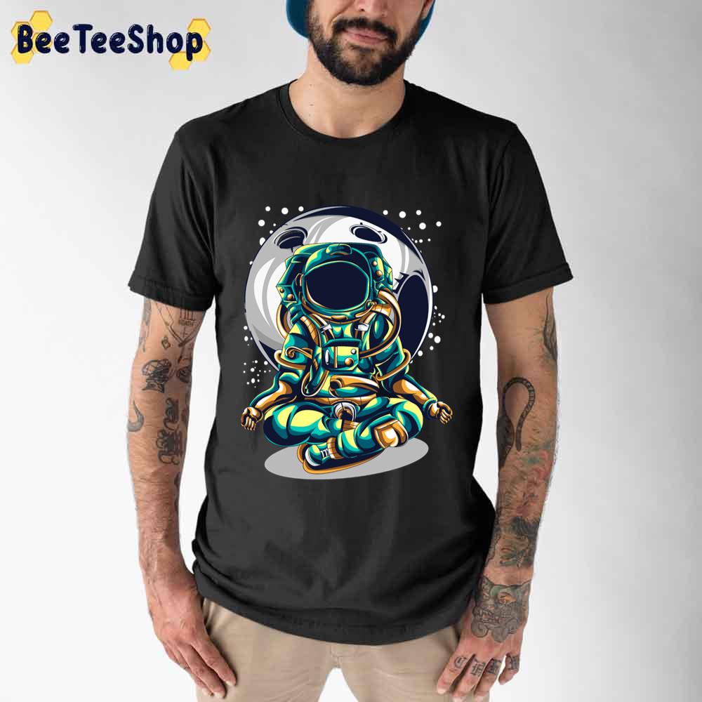 Moon Astronaut Sitting In Yoga Child Pose Unisex T-Shirt Moon Astronaut Sitting In Yoga Child Pose Unisex T-Shirt