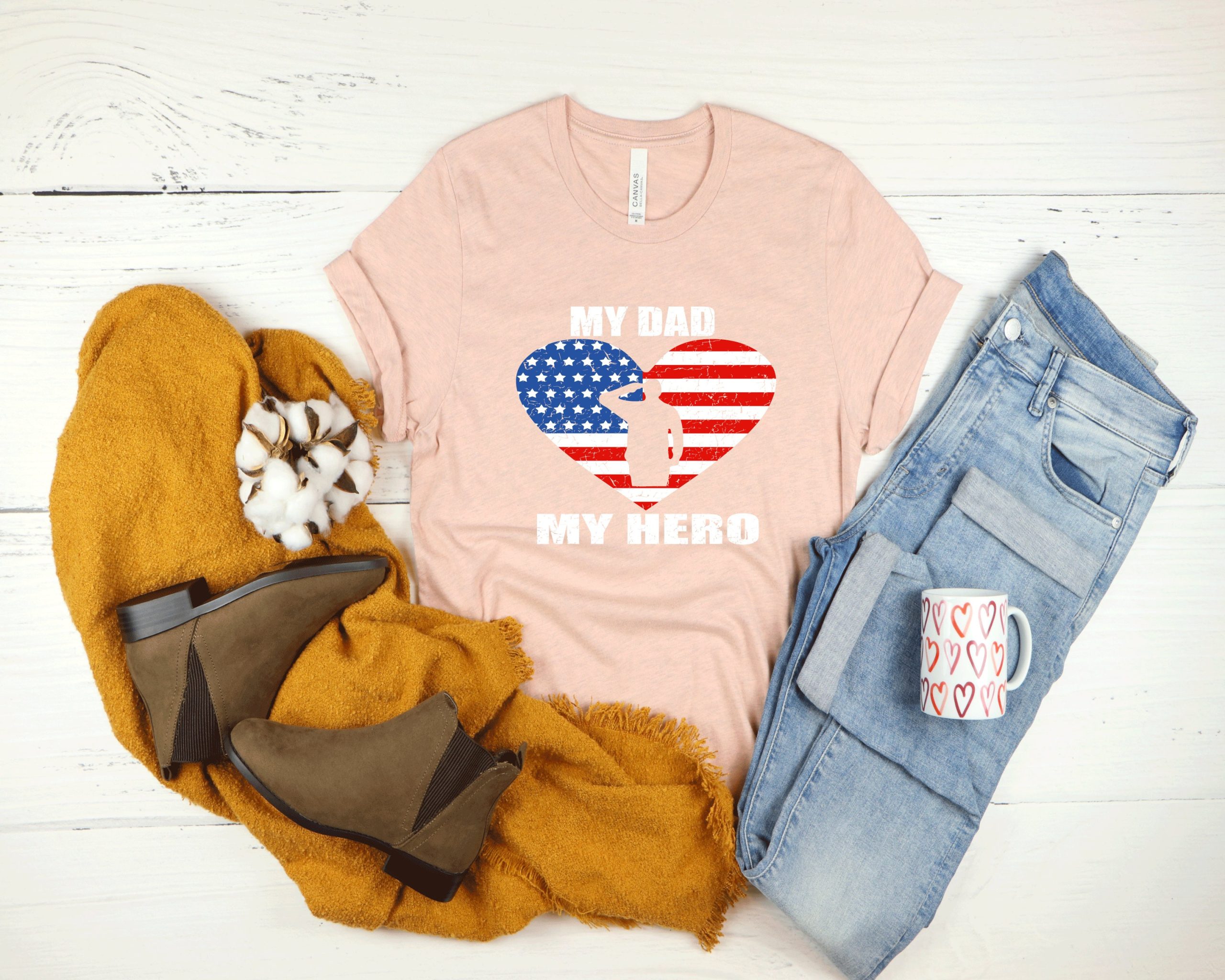 My Dad My Hero Heart American Flag Memorial Day Unisex T-Shirt My Dad My Hero Heart American Flag Memorial Day Unisex T-Shirt