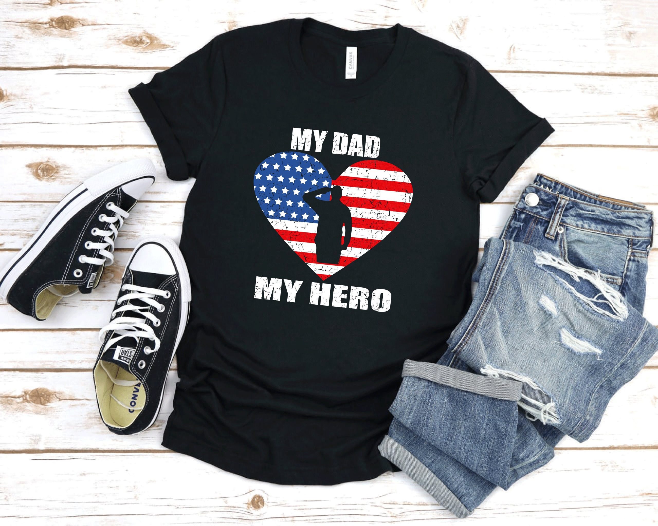 My Dad My Hero Heart American Flag Memorial Day Unisex T-Shirt My Dad My Hero Heart American Flag Memorial Day Unisex T-Shirt