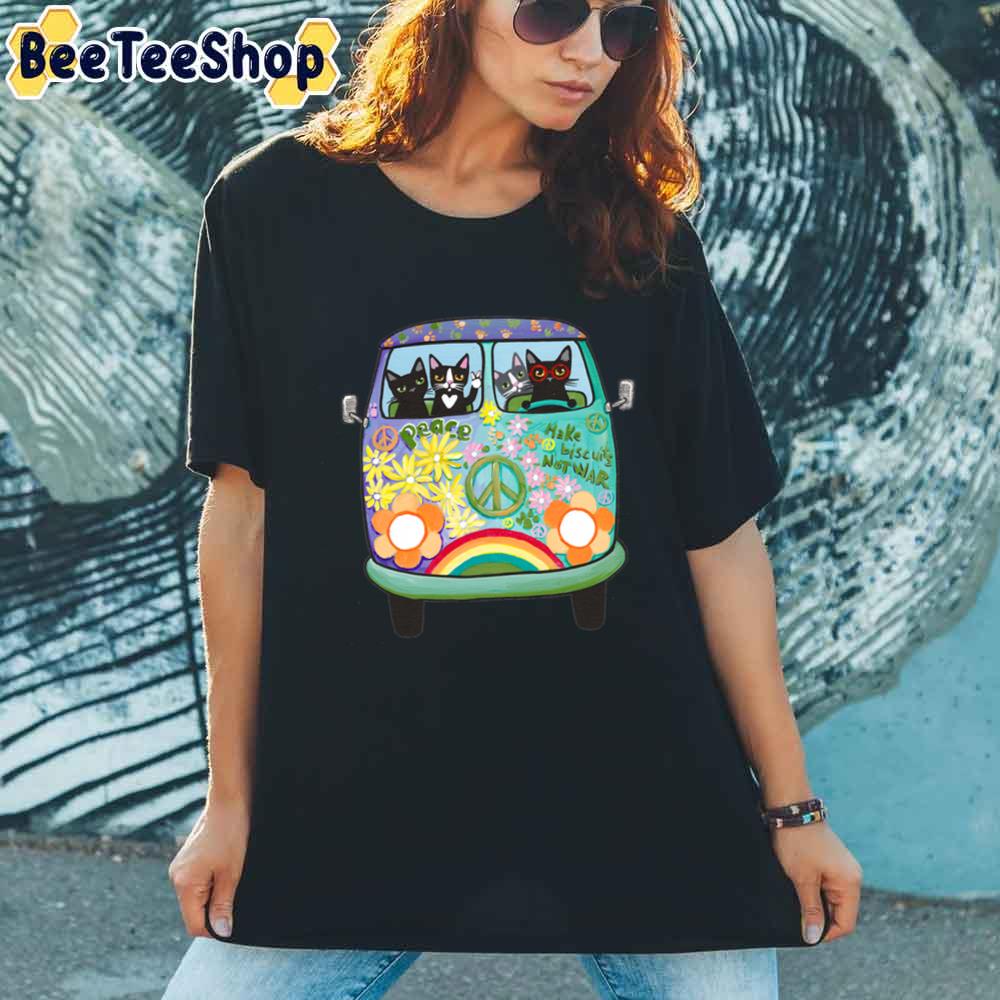 Peace And Love Hippie Road Trip Cats Unisex T-Shirt Peace And Love Hippie Road Trip Cats Unisex T-Shirt