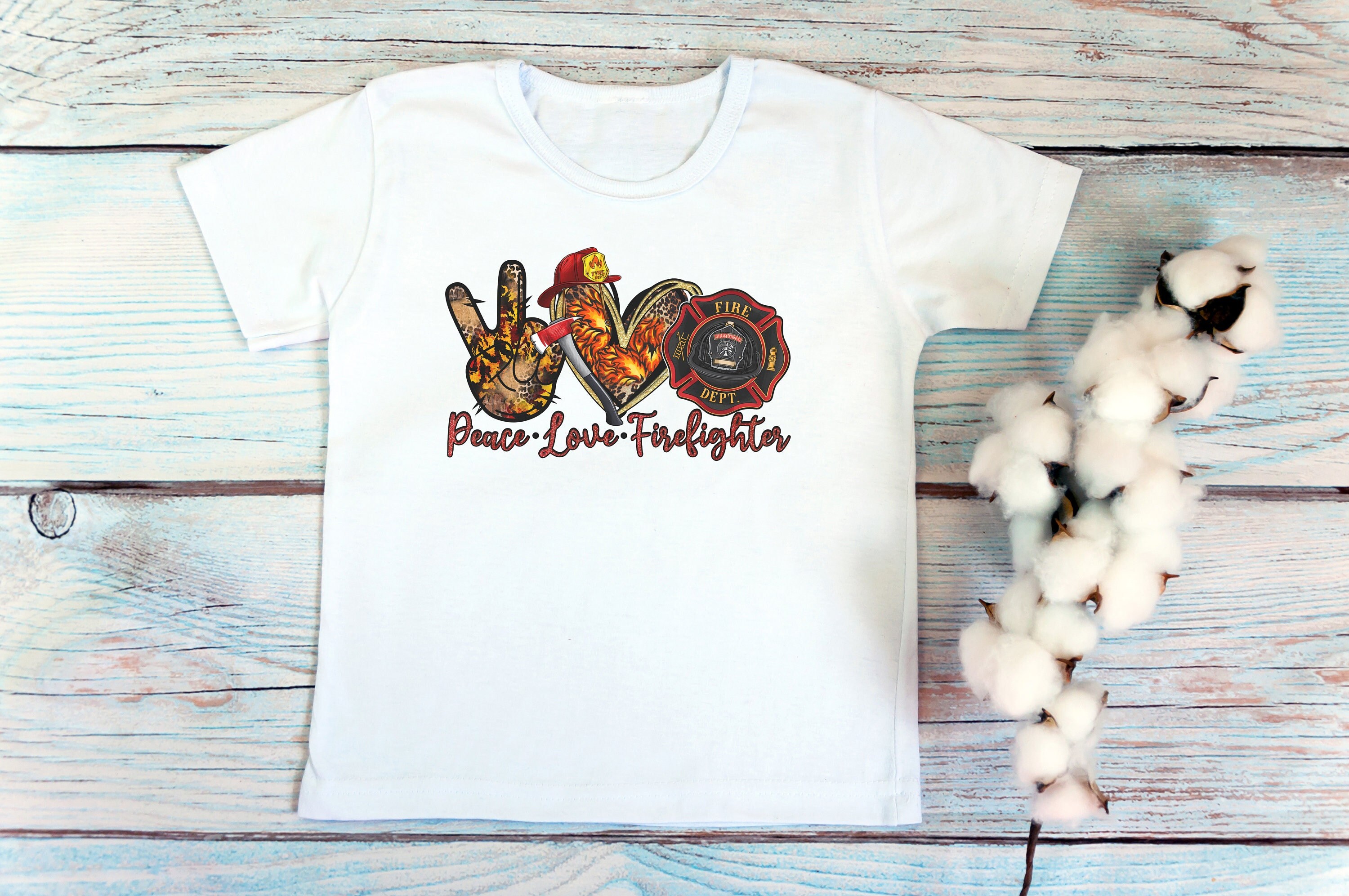 Peace Love Firefighter Unisex T-Shirt