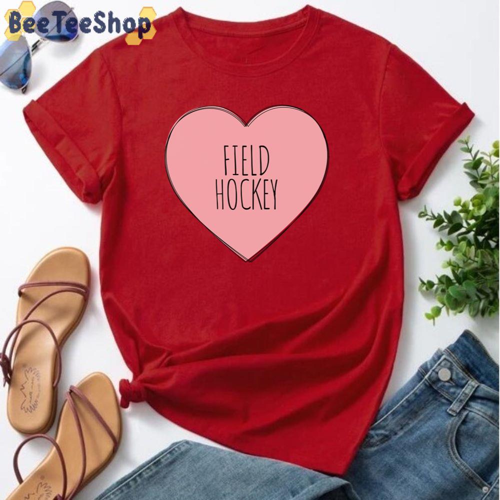 Pink Heart I Love Field Hockey Unisex T-Shirt Pink Heart I Love Field Hockey Unisex T-Shirt