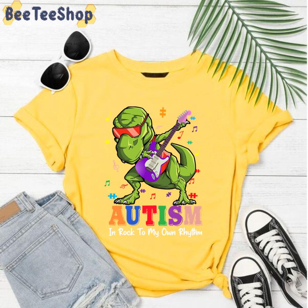 Proud Autism Dinosaur Music Autism Awareness Unisex T-Shirt Proud Autism Dinosaur Music Autism Awareness Unisex T-Shirt