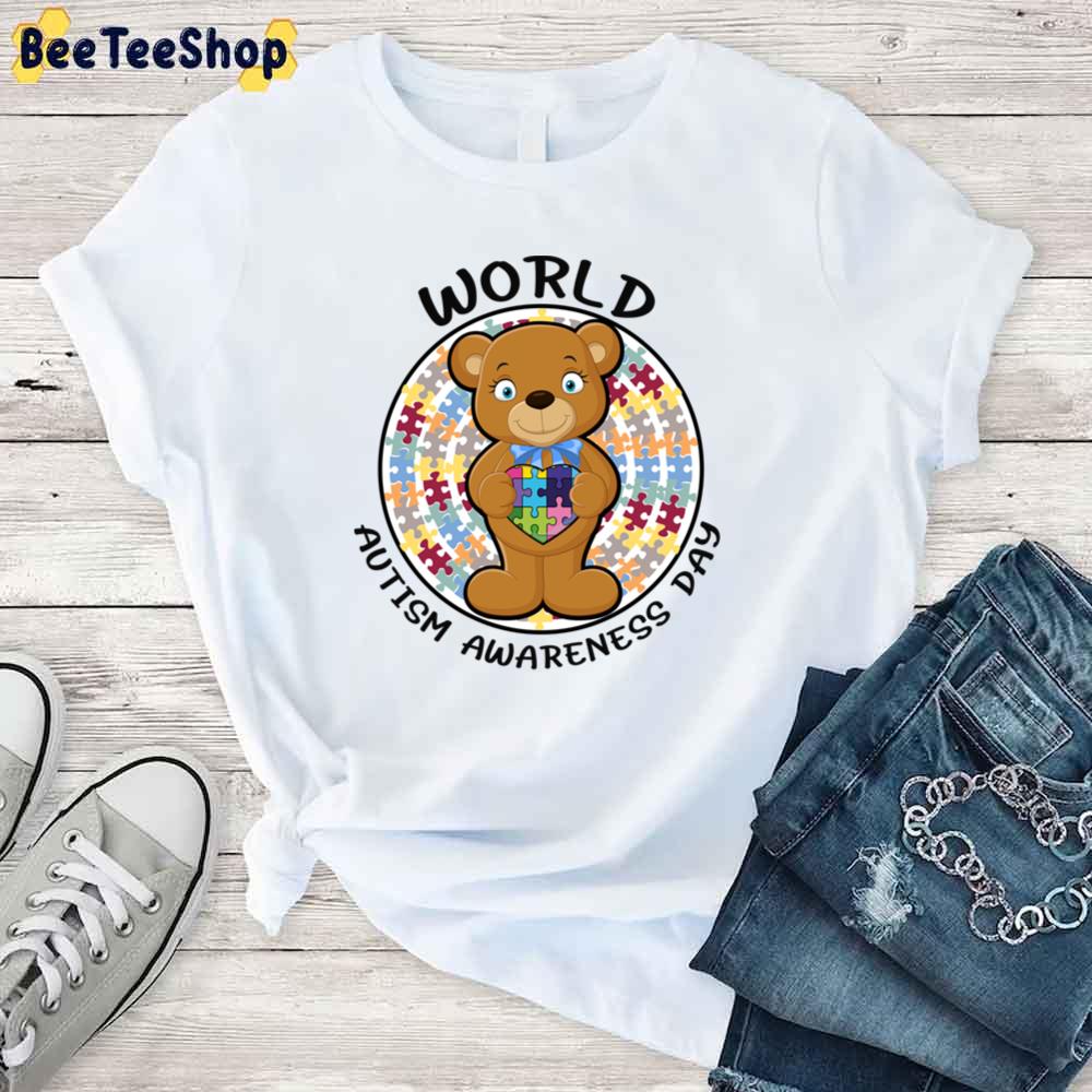 Puzzle Piece Heart With Bear Autism Awareness Unisex T-Shirt Puzzle Piece Heart With Bear Autism Awareness Unisex T-Shirt