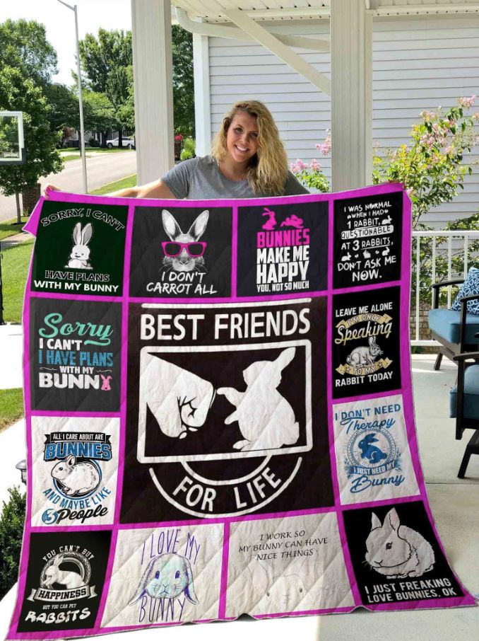 Rabbit Best Friends For Life Quilt Blanket Rabbit Best Friends For Life Quilt Blanket