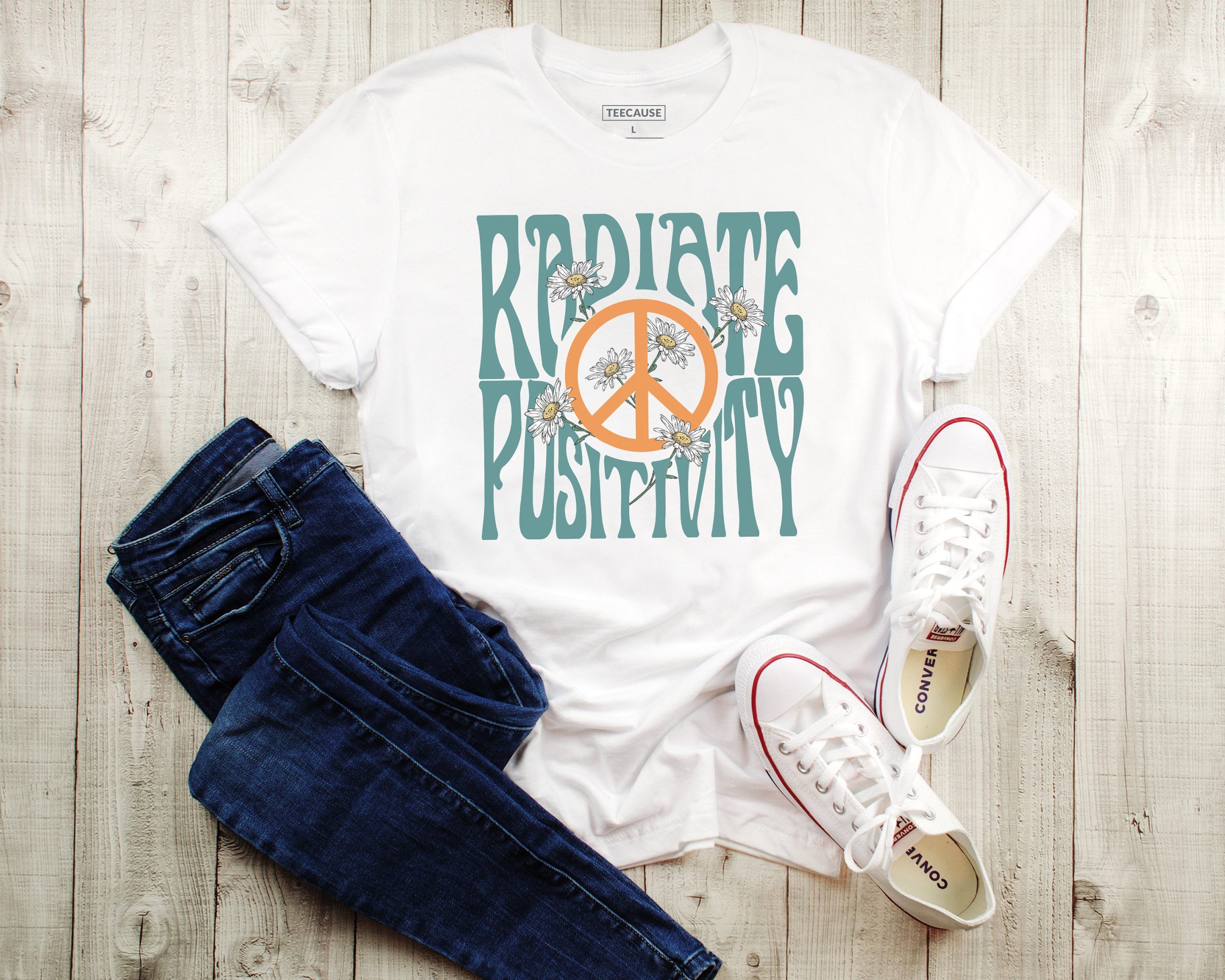 Radiate Positivity Floral Hippie Unisex T-Shirt Radiate Positivity Floral Hippie Unisex T-Shirt