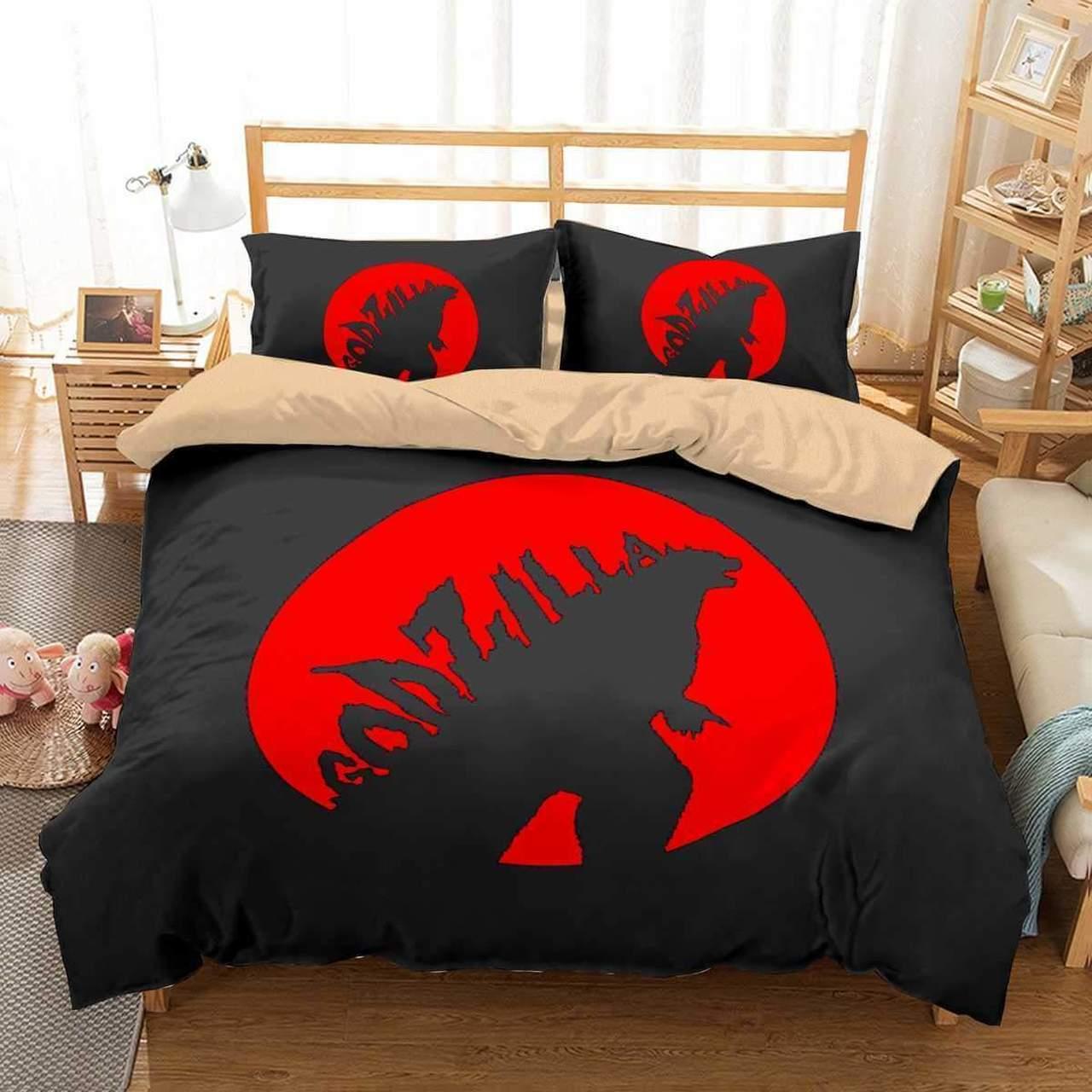 Red And Black Style Godzilla Bedding Set Red And Black Style Godzilla Bedding Set