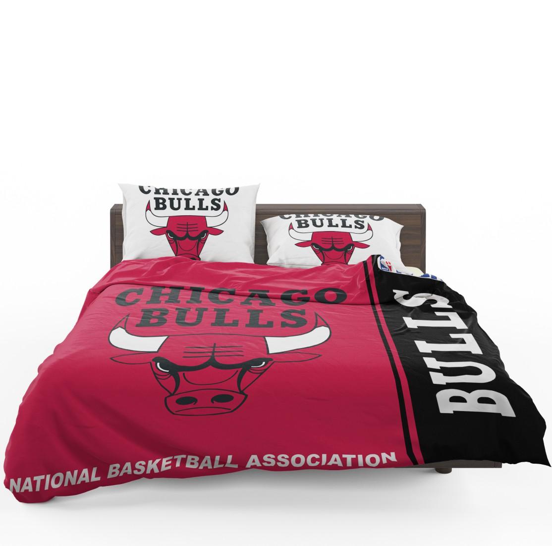 Red Black Style Chicago Bulls NBA Basketball Bedding Set Red Black Style Chicago Bulls NBA Basketball Bedding Set