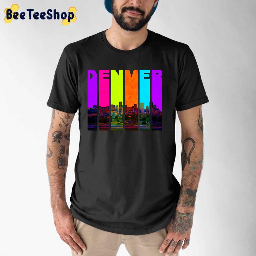 Retro Colorado Cityscape Skyline Denver Nuggets Basketball Unisex T-Shirt Retro Colorado Cityscape Skyline Denver Nuggets Basketball Unisex T-Shirt