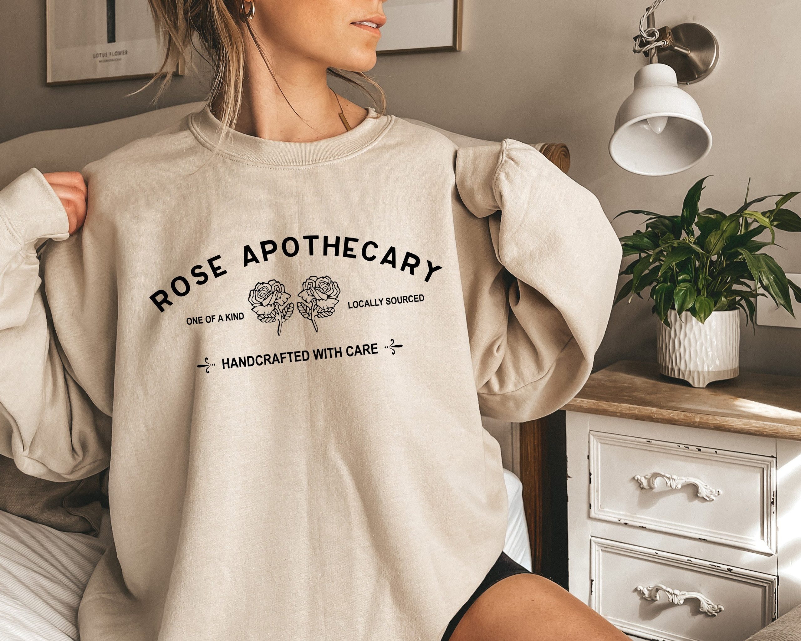 Rose Apothecary Handcrafted With Care Unisex Seawtshirt Rose Apothecary Handcrafted With Care Unisex Seawtshirt