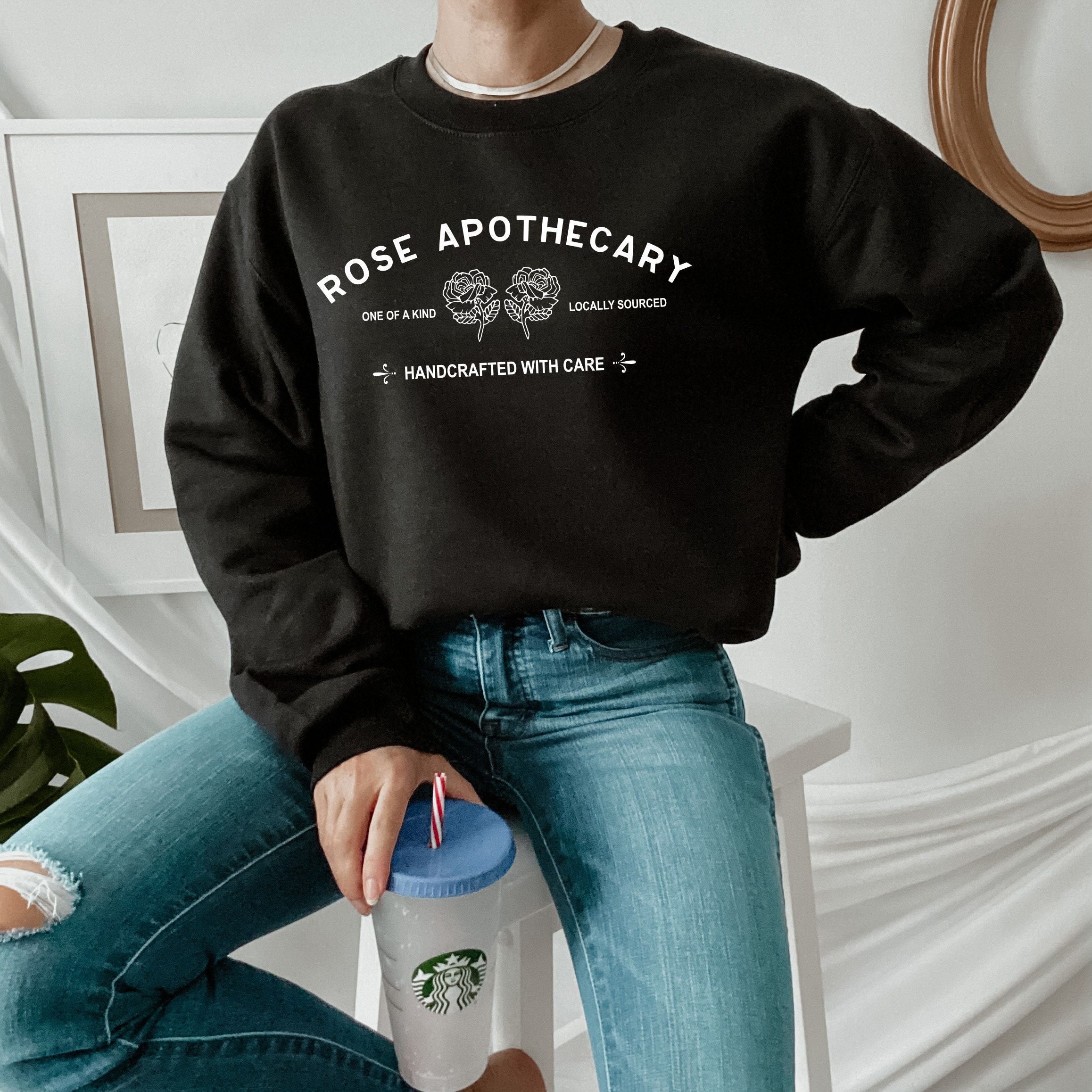 Rose Apothecary Handcrafted With Care Unisex Seawtshirt Rose Apothecary Handcrafted With Care Unisex Seawtshirt