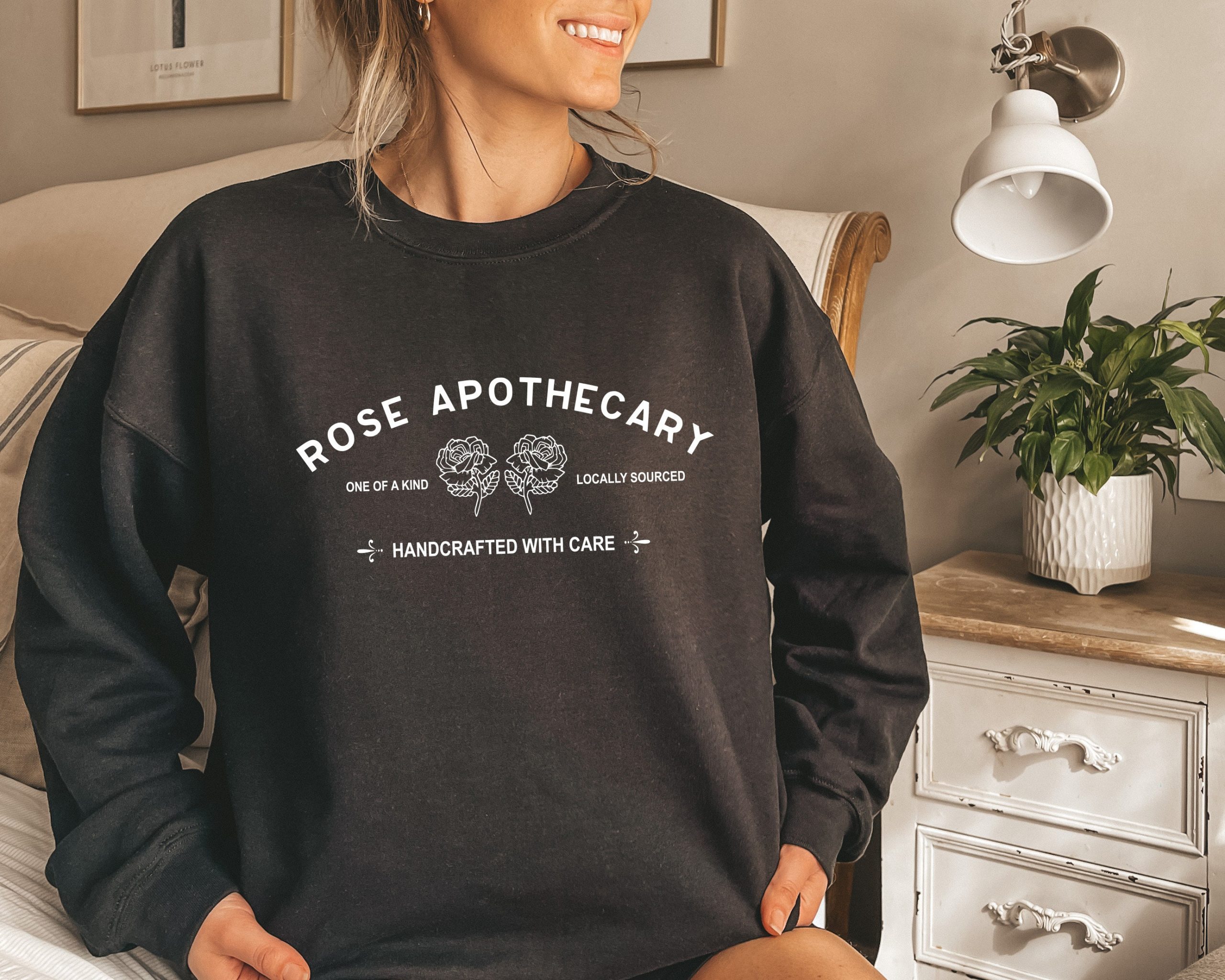 Rose Apothecary Handcrafted With Care Unisex Seawtshirt Rose Apothecary Handcrafted With Care Unisex Seawtshirt