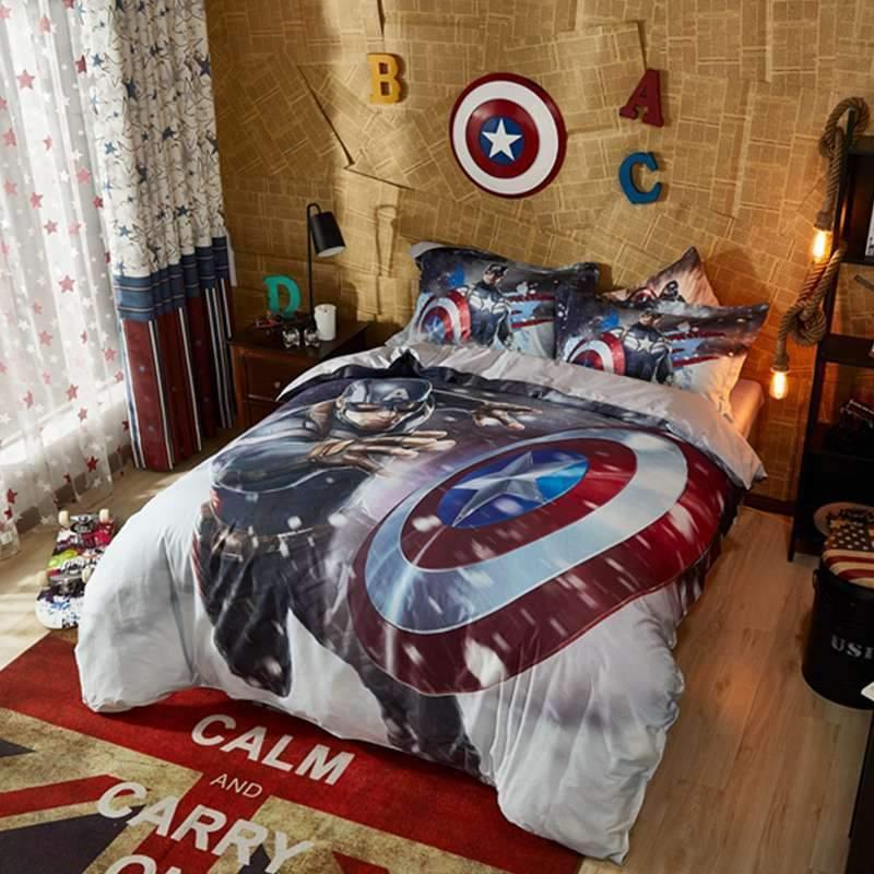 Running Captain America Marvel Bedding Set Running Captain America Marvel Bedding Set
