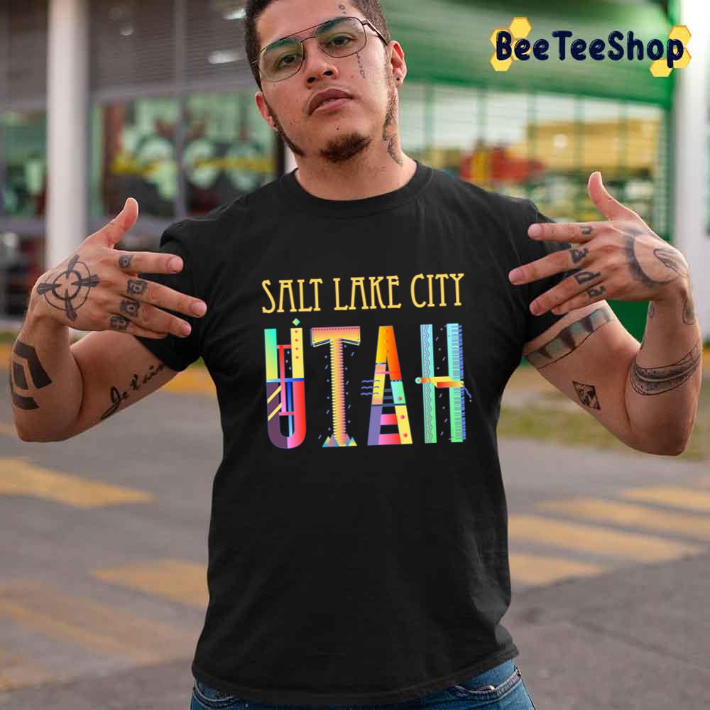Salt Lake City Utah Colorful Funky Fun Utah Jazz Basketball Unisex T-Shirt Salt Lake City Utah Colorful Funky Fun Utah Jazz Basketball Unisex T-Shirt