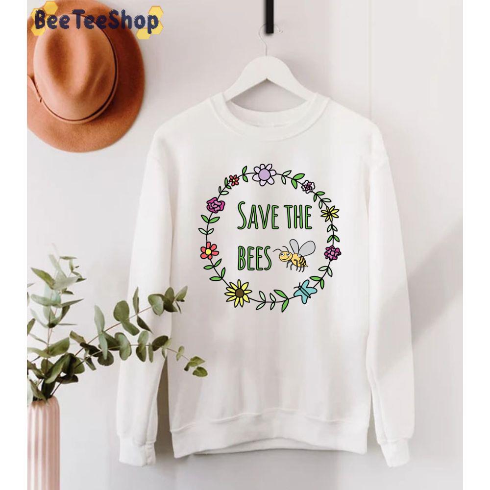 Save The Bees Flower Garland Nature Lovers Climate Change Unisex T-Shirt Save The Bees Flower Garland Nature Lovers Climate Change Unisex T-Shirt