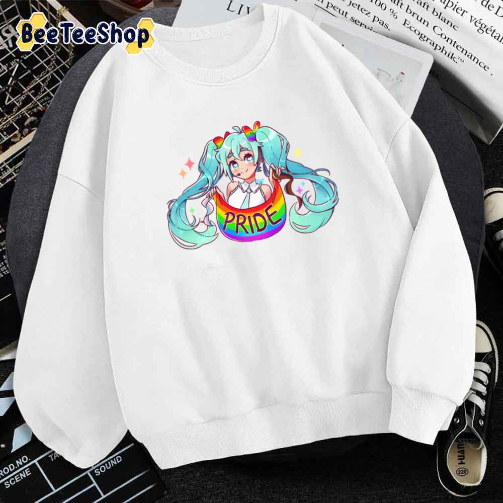 Says Happy Pride Hatsune Miku Unisex Hoodie Says Happy Pride Hatsune Miku Unisex Hoodie
