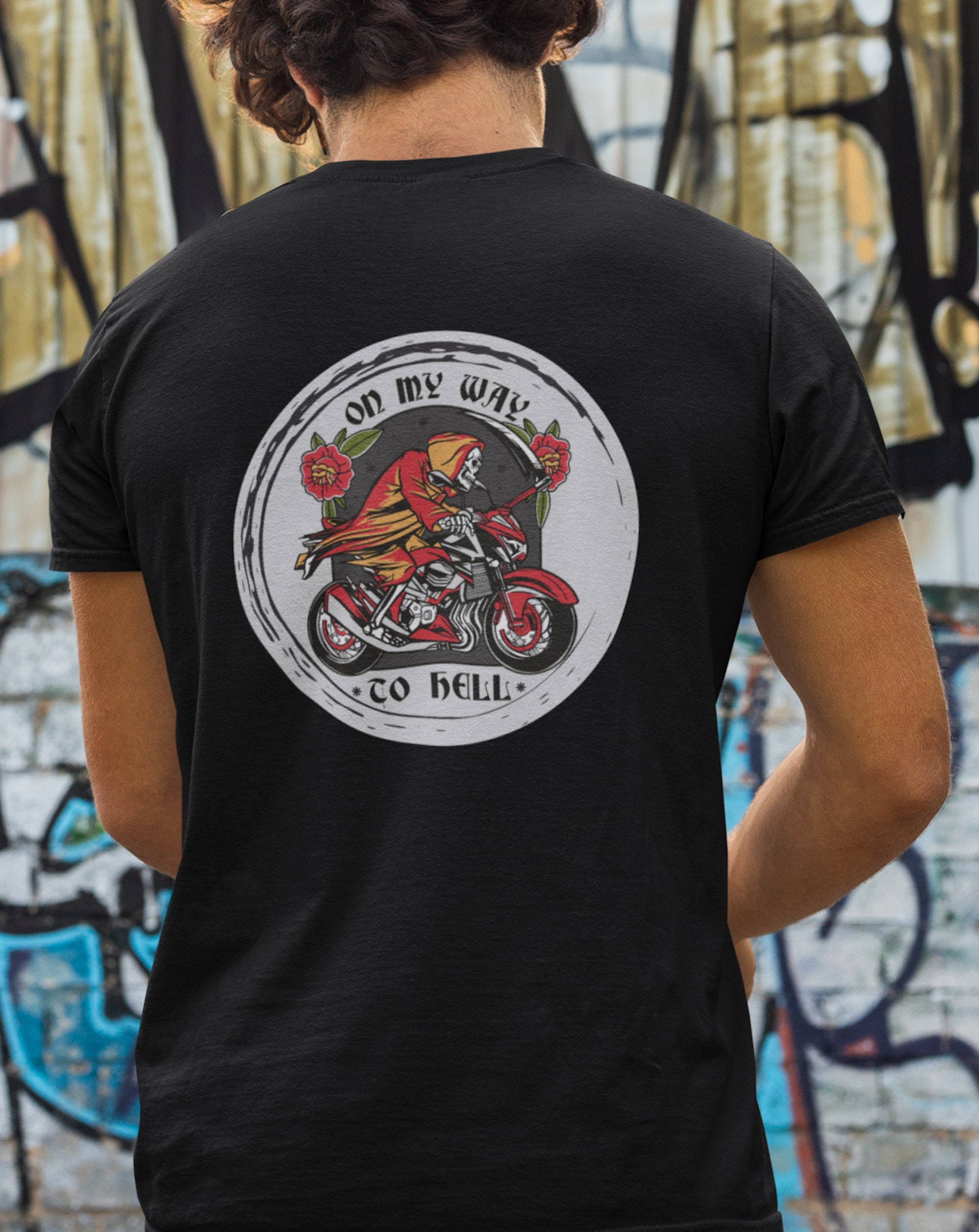 Skeleton Grunge On My Way To Hell Unisex T-Shirt Skeleton Grunge On My Way To Hell Unisex T-Shirt
