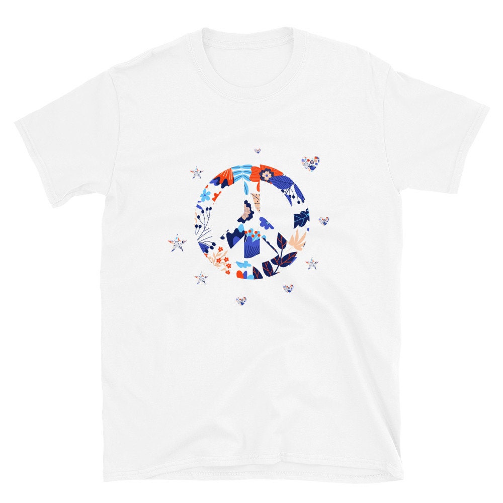 Star Love Spring Flowers Floral Peace Sign Hippie Unisex T-Shirt Star Love Spring Flowers Floral Peace Sign Hippie Unisex T-Shirt