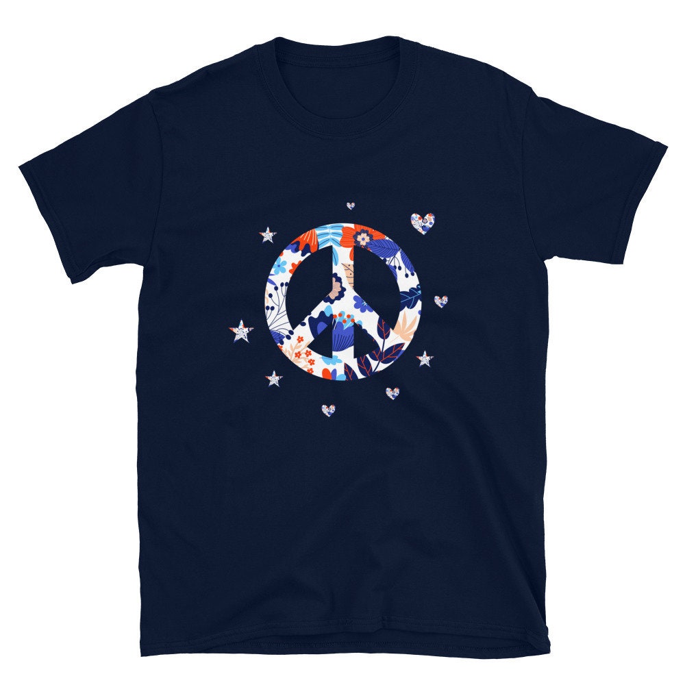 Star Love Spring Flowers Floral Peace Sign Hippie Unisex T-Shirt Star Love Spring Flowers Floral Peace Sign Hippie Unisex T-Shirt