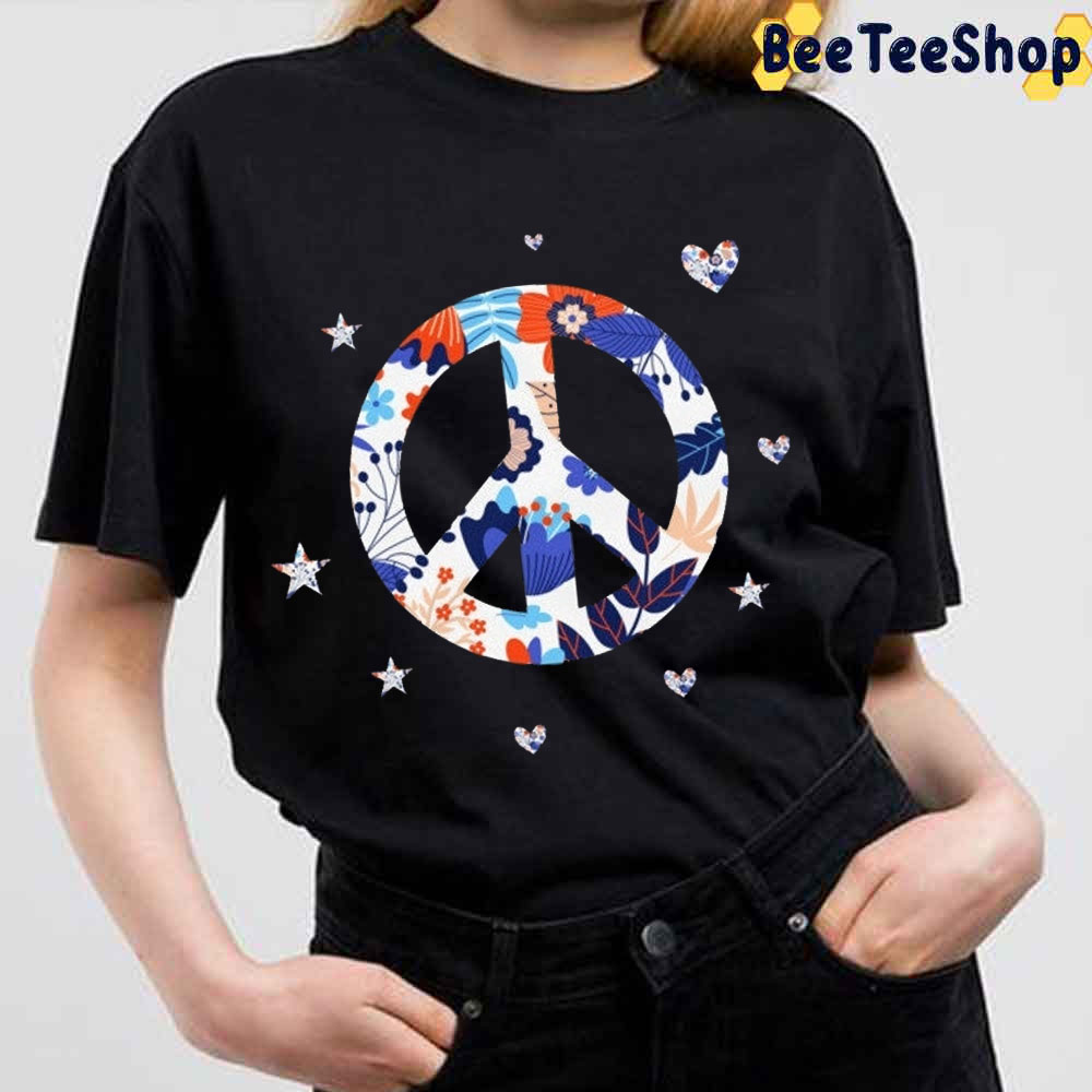 Star Love Spring Flowers Floral Peace Sign Hippie Unisex T-Shirt Star Love Spring Flowers Floral Peace Sign Hippie Unisex T-Shirt
