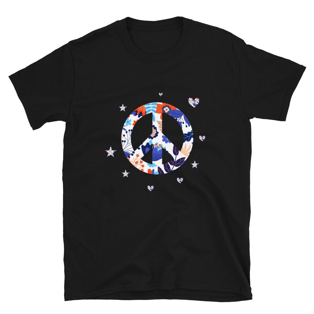 Star Love Spring Flowers Floral Peace Sign Hippie Unisex T-Shirt Star Love Spring Flowers Floral Peace Sign Hippie Unisex T-Shirt