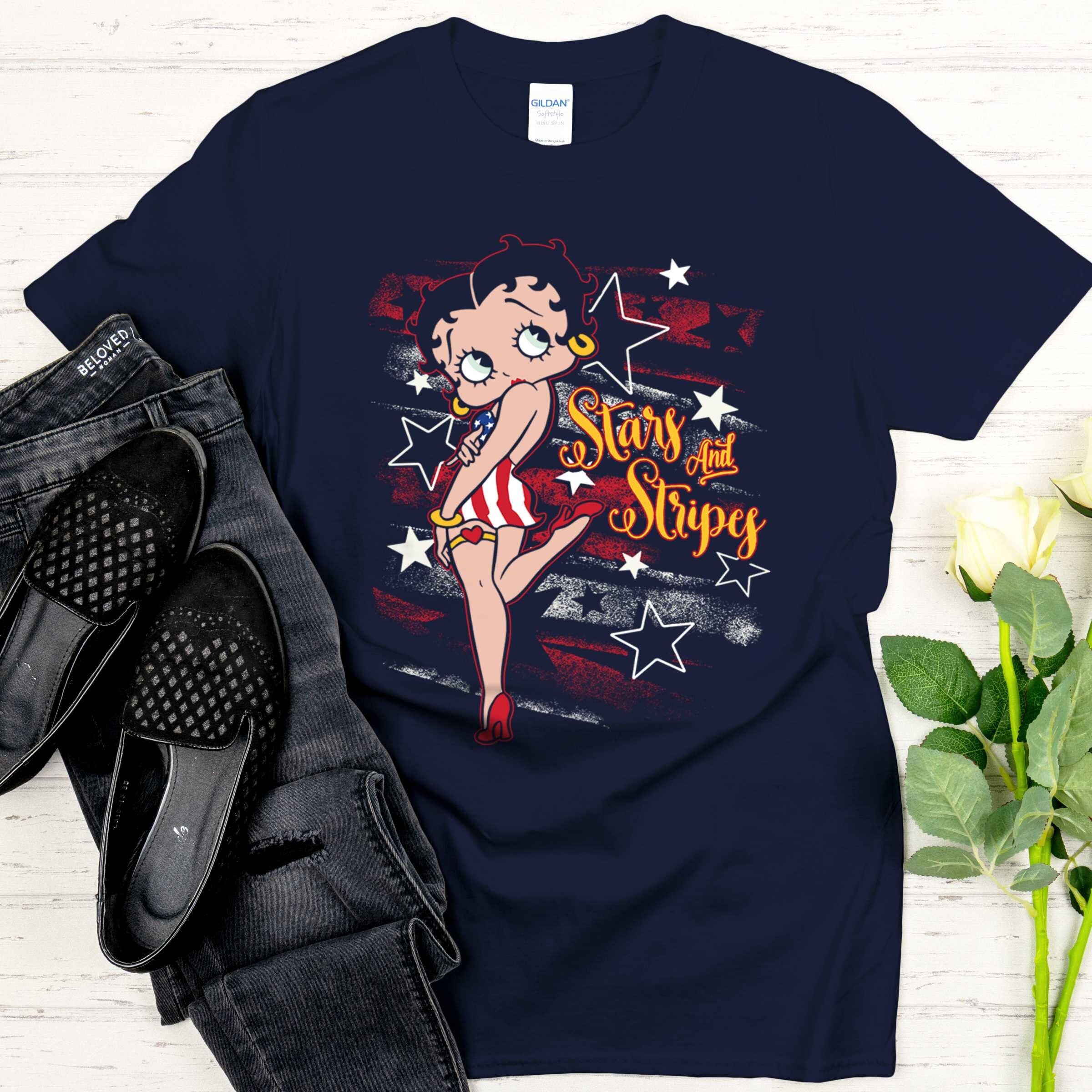 Stars And Stripes Betty Boop Unisex T-Shirt Stars And Stripes Betty Boop Unisex T-Shirt