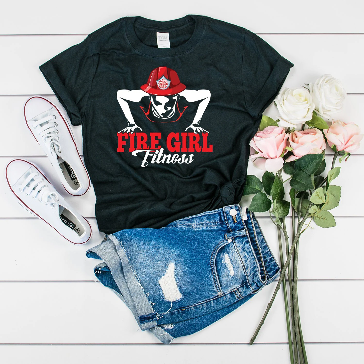 Strong Fire Girl Fitness Firefighter Day Unisex T-Shirt Strong Fire Girl Fitness Firefighter Day Unisex T-Shirt