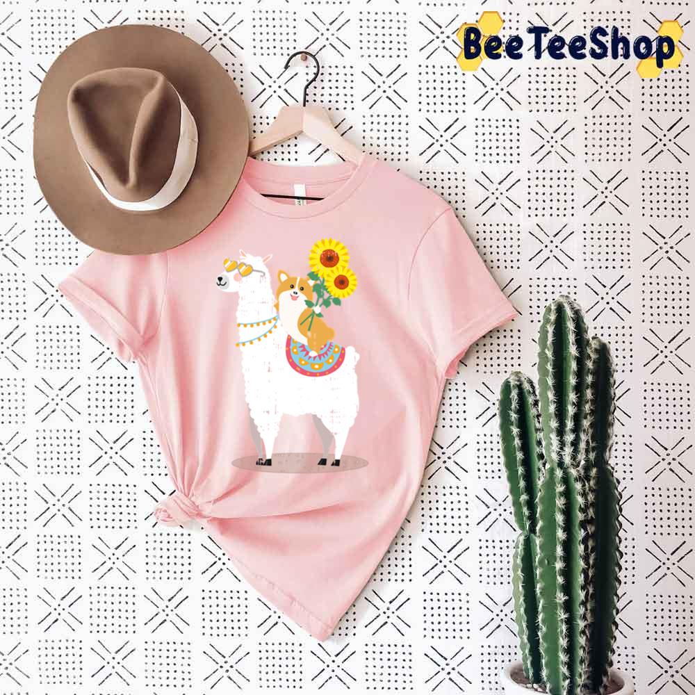Sunflower Llama Corgi Cool Unisex T-Shirt Sunflower Llama Corgi Cool Unisex T-Shirt