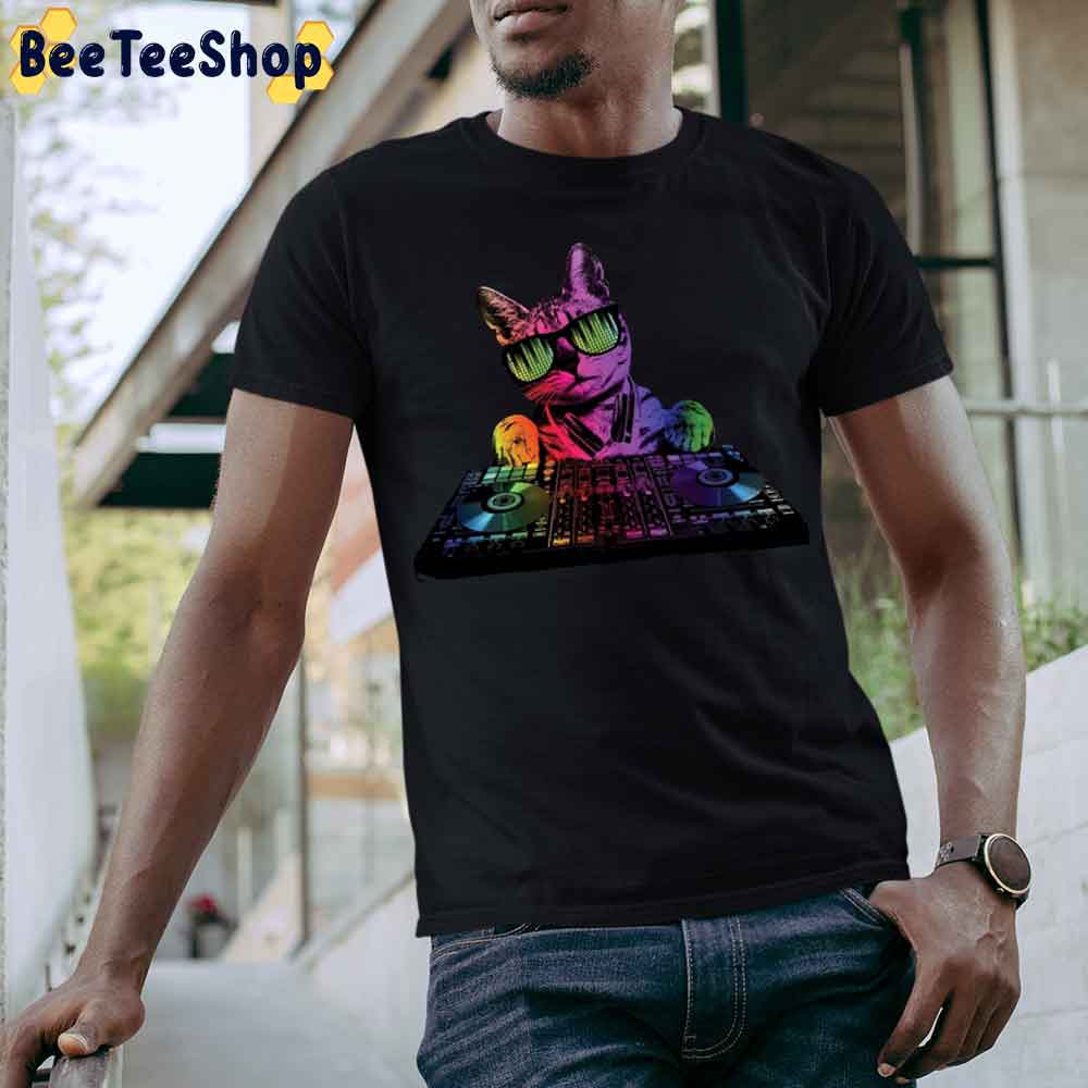 Technicolor Dj Cat Funny Pet Unisex T-Shirt Technicolor Dj Cat Funny Pet Unisex T-Shirt