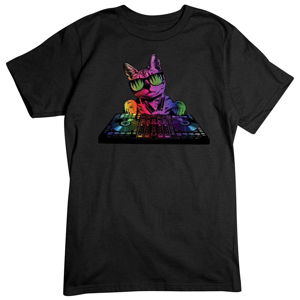 Technicolor Dj Cat Funny Pet Unisex T-Shirt Technicolor Dj Cat Funny Pet Unisex T-Shirt