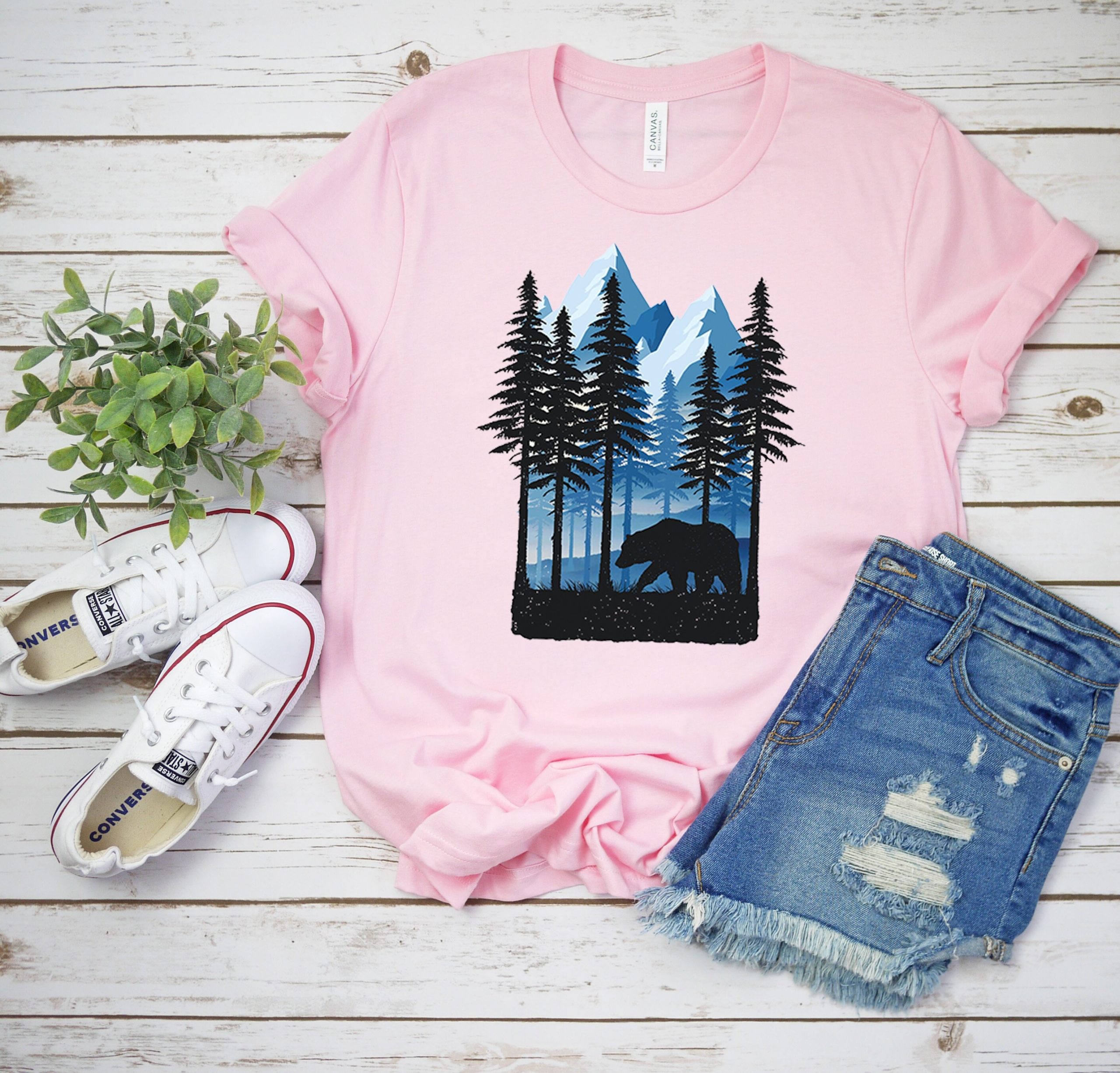 The Great Outdoors Mountain Scenery Forest Bear Unisex T-Shirt The Great Outdoors Mountain Scenery Forest Bear Unisex T-Shirt