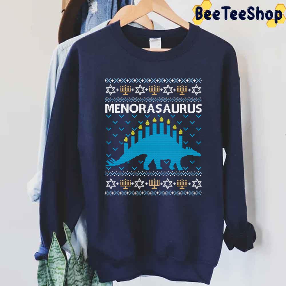 Ugly Hanukkah, Menorasaurus, Jewish Dinosaur Unisex Sweatshirt Ugly Hanukkah, Menorasaurus, Jewish Dinosaur Unisex Sweatshirt