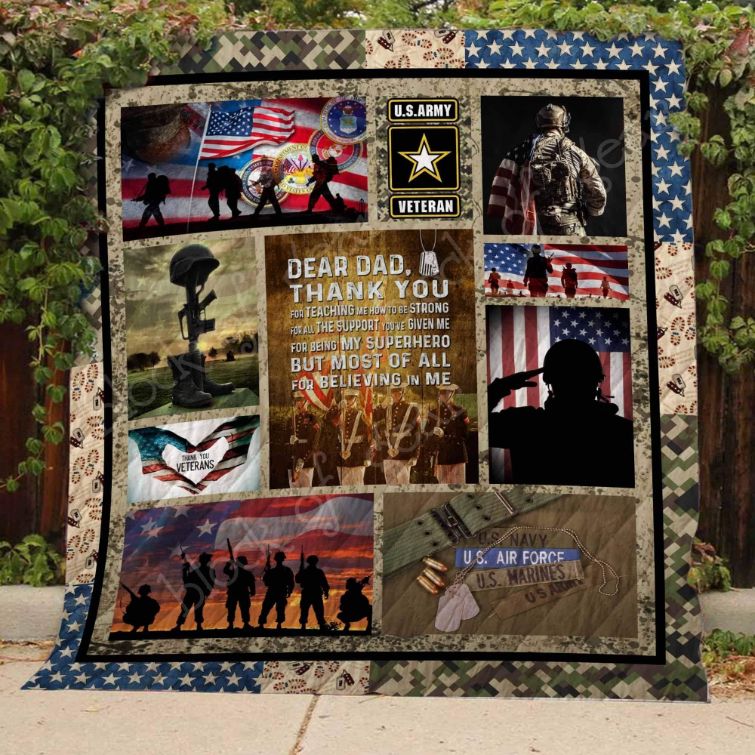 Us Veteran Dad Most Of All For Believing Me Quilt Blanket Us Veteran Dad Most Of All For Believing Me Quilt Blanket