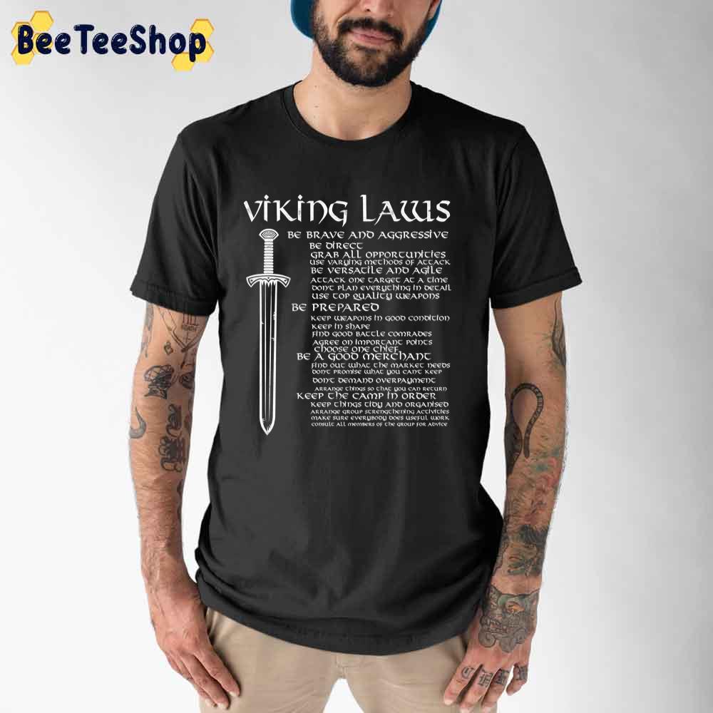 Viking Laws Scandinavian Warriors Sword Distressed Unisex T-Shirt Viking Laws Scandinavian Warriors Sword Distressed Unisex T-Shirt