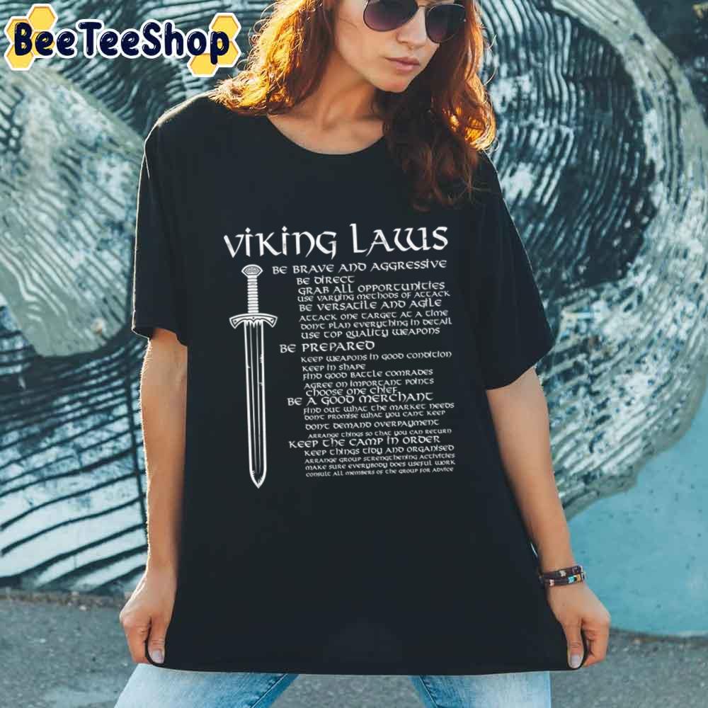 Viking Laws Scandinavian Warriors Sword Distressed Unisex T-Shirt Viking Laws Scandinavian Warriors Sword Distressed Unisex T-Shirt