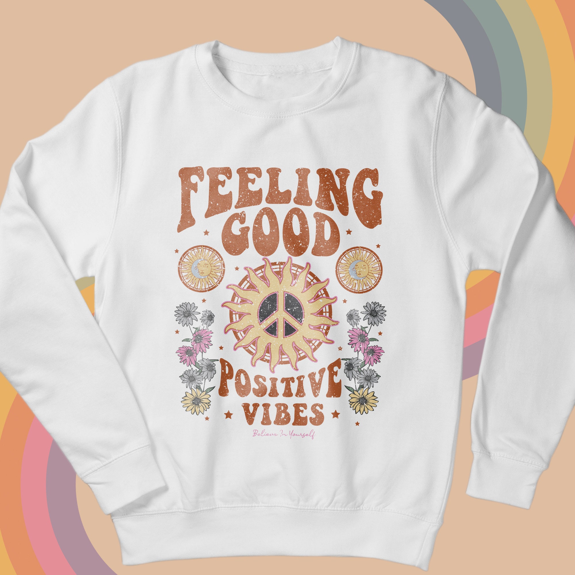 Vintage 70s Feeling Good Positive Vibes Hiipie Unisex T-Shirt Vintage 70s Feeling Good Positive Vibes Hiipie Unisex T-Shirt