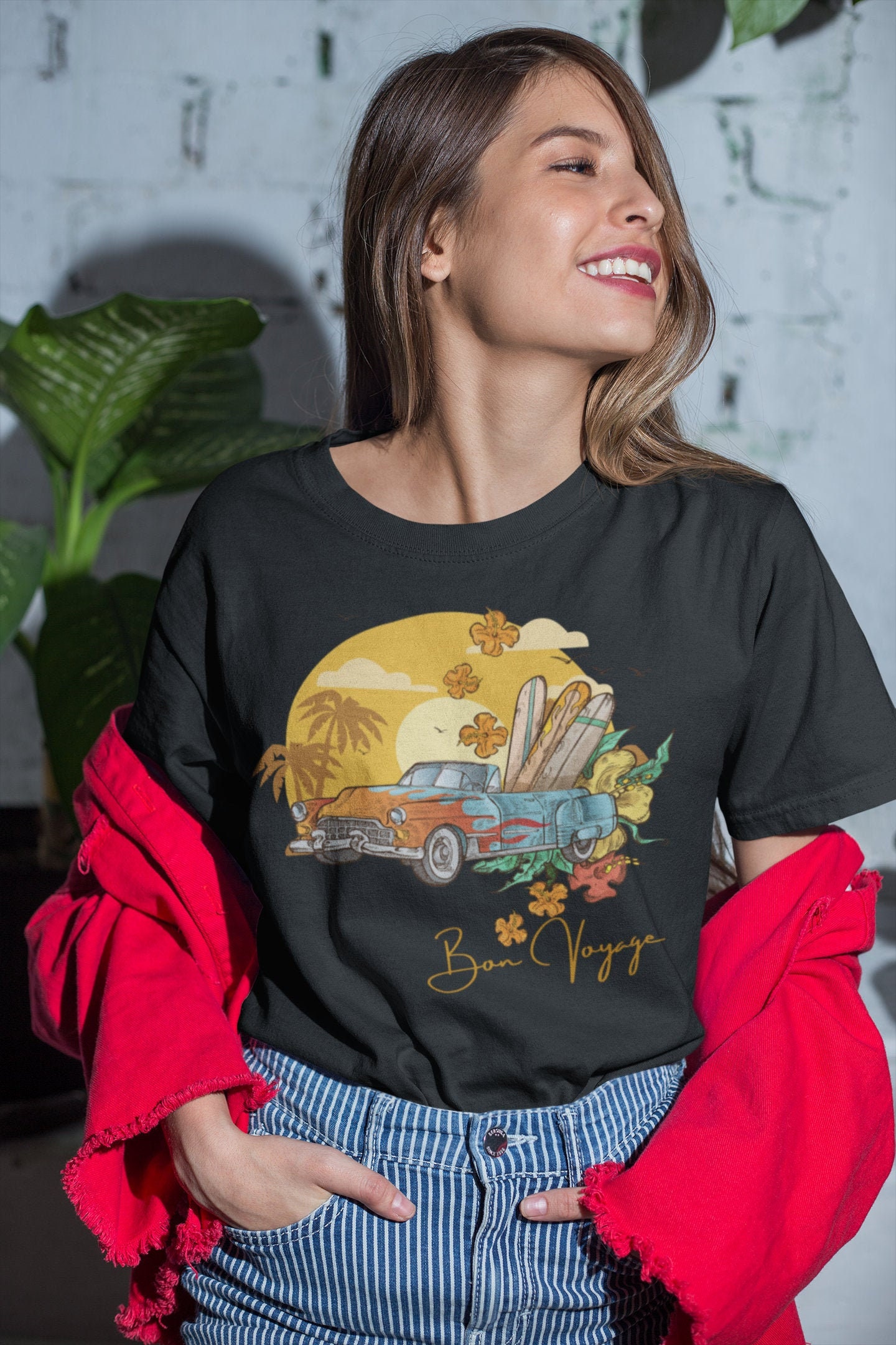 Vintage Car Bon Voyage Hippie Unsiex T-Shirt Vintage Car Bon Voyage Hippie Unsiex T-Shirt