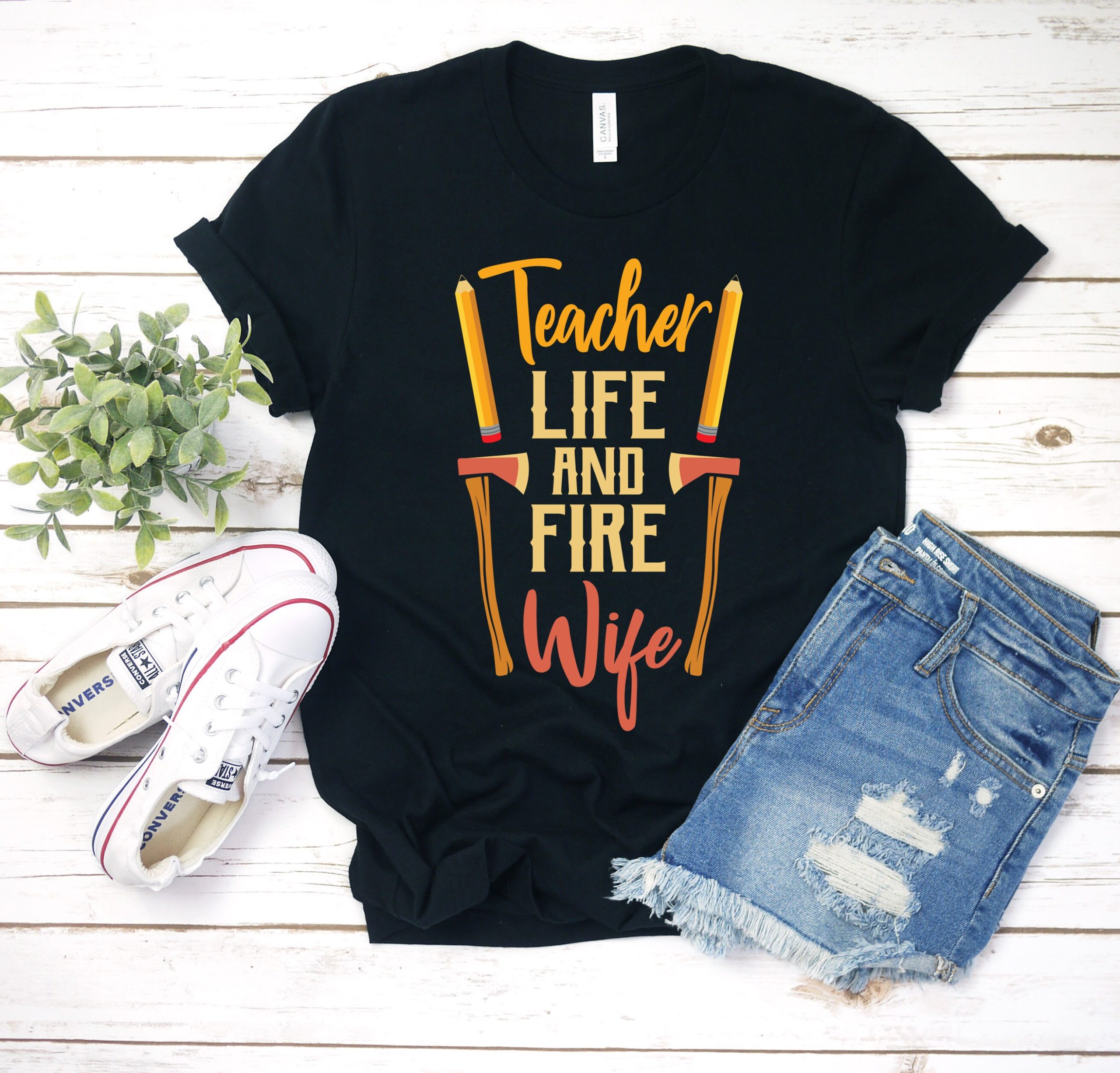 Vintage Teacher Life And Fire Wife Firefighter Unisex T-Shirt Vintage Teacher Life And Fire Wife Firefighter Unisex T-Shirt