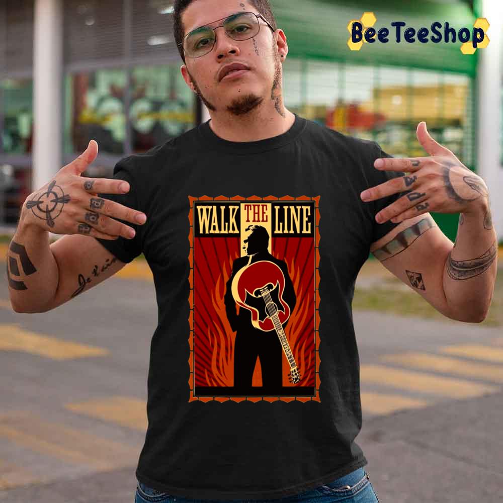 Walk The Line Movie Artwork With Joaquin Phoenix Johnny Cash Unisex T-Shirt Walk The Line Movie Artwork With Joaquin Phoenix Johnny Cash Unisex T-Shirt