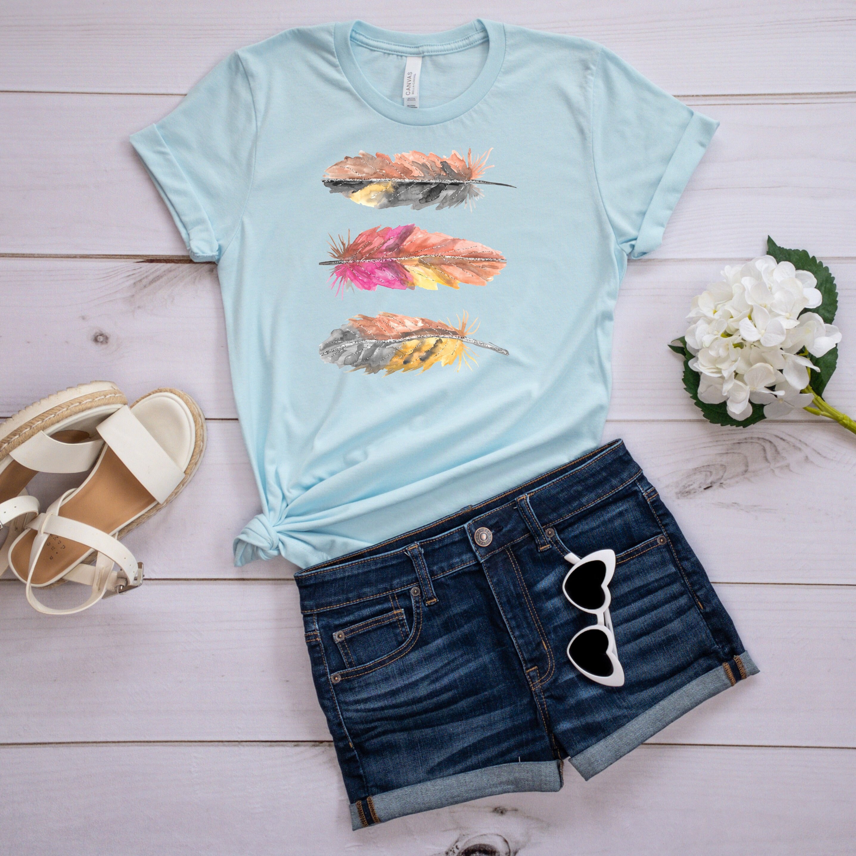 Water Color Native American Indian Feathers Unisex T-Shirt Water Color Native American Indian Feathers Unisex T-Shirt