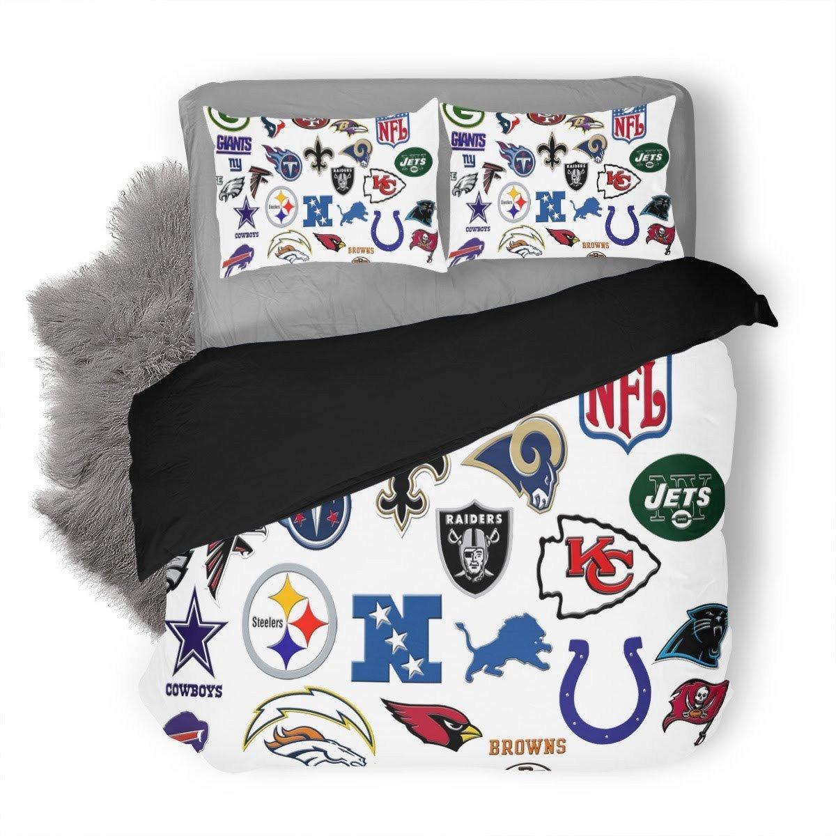 White Style NFL Logo Bedding Set White Style NFL Logo Bedding Set