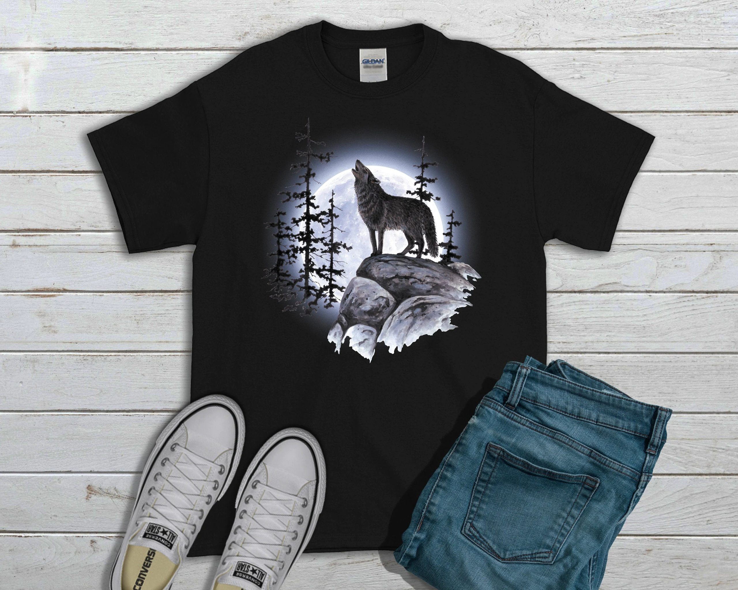 Wolf Howling at the Moon Unisex T-Shirt Wolf Howling at the Moon Unisex T-Shirt