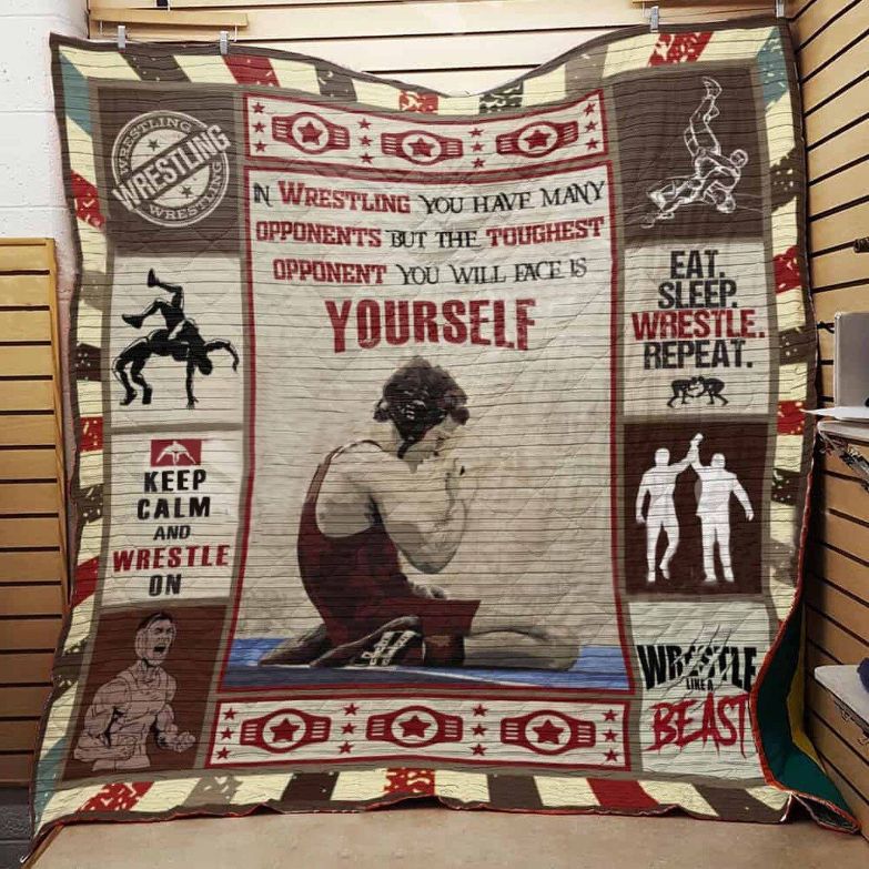 Wrestling You Have Many Opponents Quilt Blanket Wrestling You Have Many Opponents Quilt Blanket