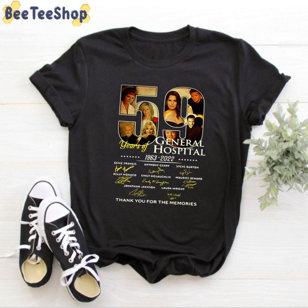 Years Of 1963-2022 General Hospital 59 Thank You For The Memories Signatures Unisex T-Shirt Years Of 1963-2022 General Hospital 59 Thank You For The Memories Signatures Unisex T-Shirt