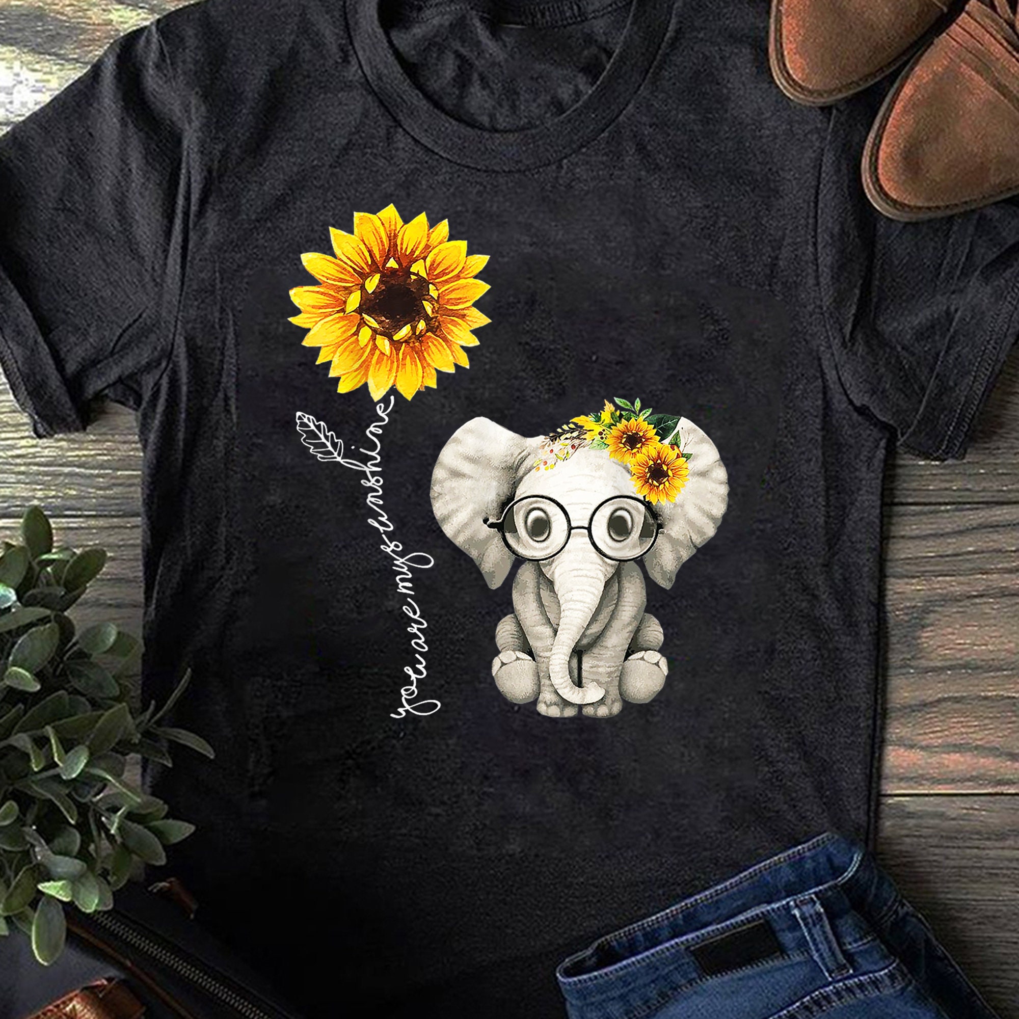 You Are My Sunshine Hippie Sunflower Elephant Unisex T-Shirt You Are My Sunshine Hippie Sunflower Elephant Unisex T-Shirt
