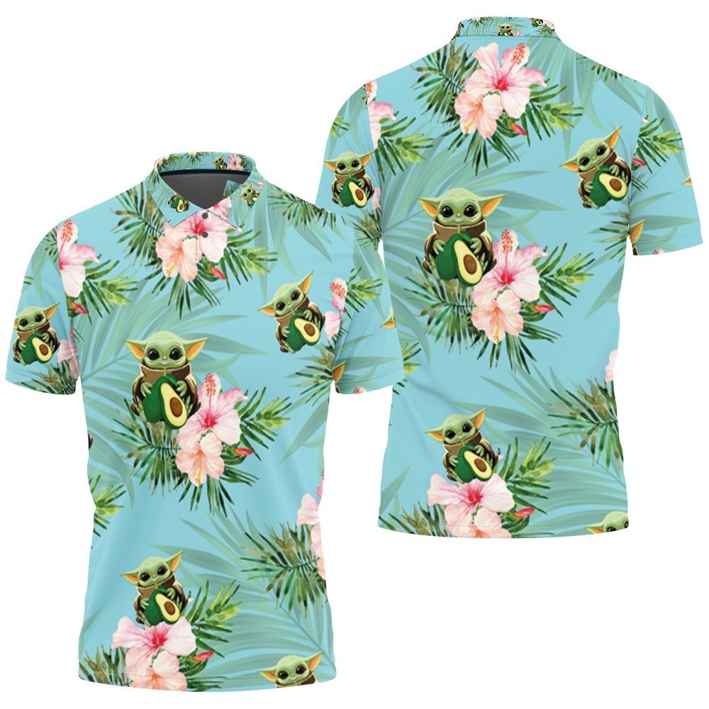 Baby Yoda Hugging Avocadoes Seamless Tropical Colorful Flowers On Teal Polo Shirt All Over Print Shirt 3d T-shirt Baby Yoda Hugging Avocadoes Seamless Tropical Colorful Flowers On Teal Polo Shirt All Over Print Shirt 3d T-shirt