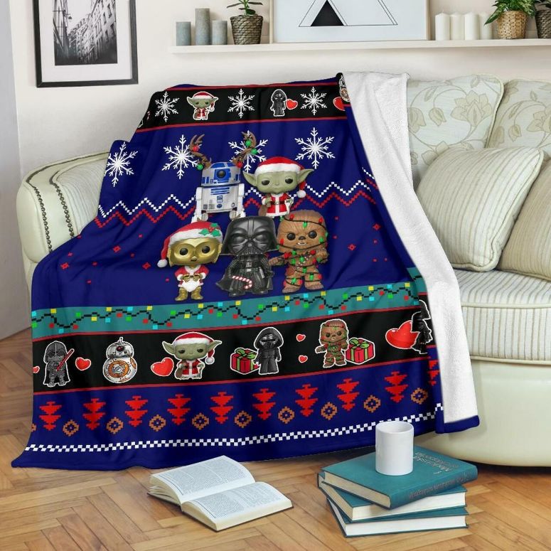 Blue Star Wars Chibi Christmas Fleece Blanket Gift For Fan, Premium Comfy Sofa Throw Blanket Gift Blue Star Wars Chibi Christmas Fleece Blanket Gift For Fan, Premium Comfy Sofa Throw Blanket Gift