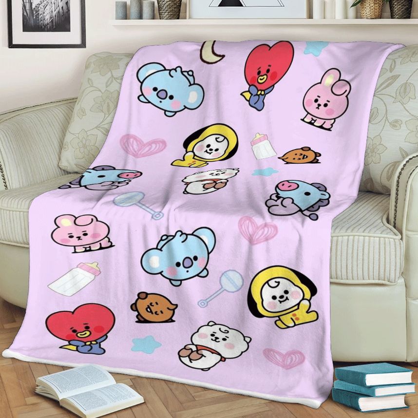 Bts Bt21 Bangtan Army Fan Art Cartoon So Cute Christmas,bts Gift For Fan Comfy Sofa Throw Blanket Gift Bts Bt21 Bangtan Army Fan Art Cartoon So Cute Christmas,bts Gift For Fan Comfy Sofa Throw Blanket Gift